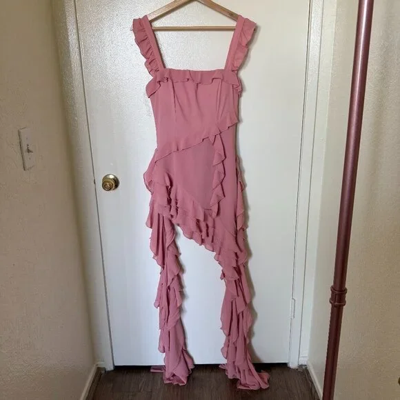 Alieva Lenora Ruffle Mini Dress In Blush Pink XS - Picture 2 of 7